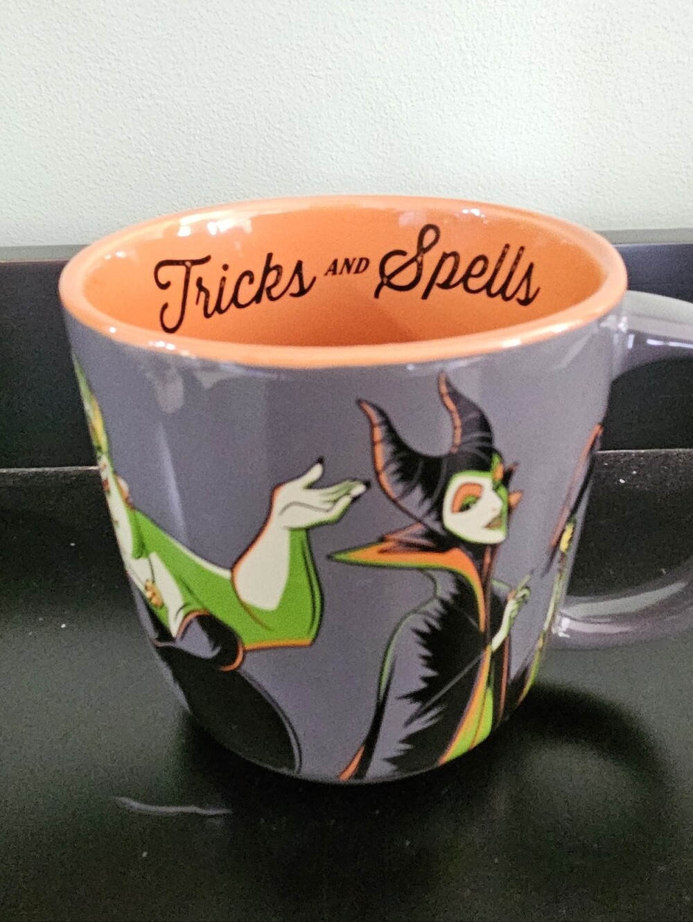 Disney Villans Orange Ceramic Mug with 'Tricks and Spells'